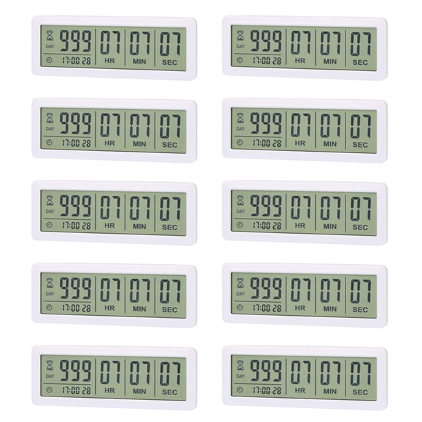 10X Reloj con Temporizador de Cuenta Regresiva Digital Grande - Temporizador de Reloj de Cuenta Regresiva de 999 Días para Cocina de Laboratorio de Graduación (Blanco)