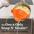 thumbnail image 2 of Colador de ollas y colador de pasta Snap N Strain: colador de silicona ajustable con clip para ollas, sartenes y tazones, color naranja, 2 of 4