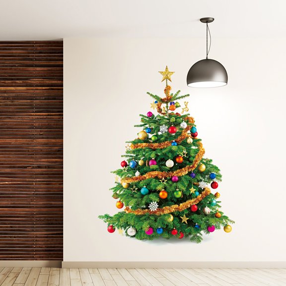 Christmas Tree Wall Painted Colorful Hanging Living Room Bedroom Window Glass Decorative Painting/ Wall Sticker Christmas Tree Wall Sticker
