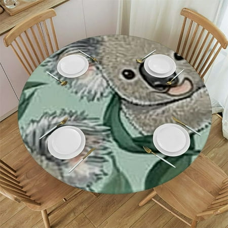 

Sheronv Koalas Leaves Branches Round Table Cover Stain Resistant Washable for Indoor Outdoor Kitchen Dining Wedding Parties 100% Polyester for Picnic Farmhouse Outdoor Fitted 54 -58