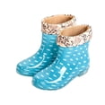 thumbnail image 2 of Womens Polka Dot PVC Waterproof Mid Calf Rain Boots, Floral Cuff Lined, Soft Warm Interior, Pull On Casual Rain Shoes for Daily Outdoor Indoor Wear Light Blue A, 2 of 7