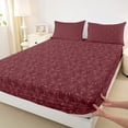 thumbnail image 3 of Feelyou Women Dream Catcher Full Size Sheets, Maroon Damask Floral Bed Sheets, 4-Piece, 3 of 7