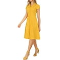 thumbnail image 4 of INSPIRE CHIC Women's Cap Sleeve Cotton Button Down Midi Dress XL Yellow, 4 of 7