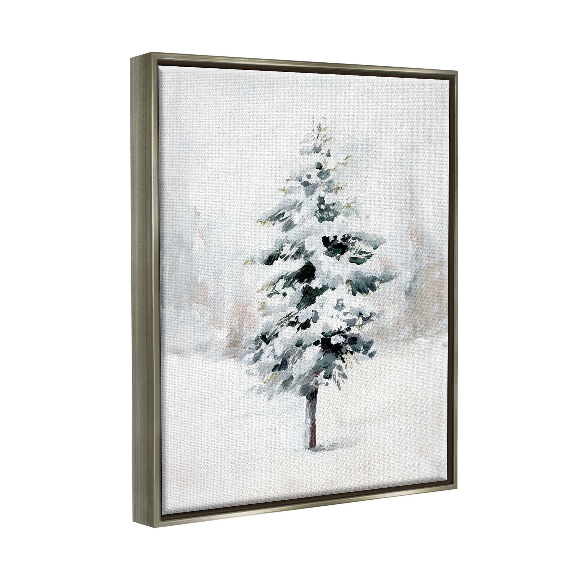 Wintery Snow Tree Scene Holiday Graphic Art Luster Gray Framed Art Print Wall Art