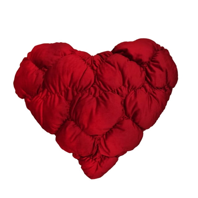 Plush Heart Shaped Throw Pillow with 3D Texture for Sofa Bedroom Decor Photo Prop 1 Count
