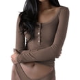thumbnail image 3 of Y2k Long Sleeve Crop Tops Shirts for Women Girls Ribbed Knit Solid Basic T Shirts Square Neck Sexy Fitted Tees, 3 of 7