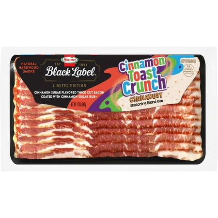 HORMEL BLACK LABEL CINNAMON TOAST CRUNCH Bacon, GCF, 12 oz Plastic Package