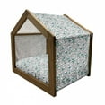 thumbnail image 2 of Abstract Pet House, Black and White Floral Pattern with Graphic Doodle Style Leaves in Blue Shades, Outdoor & Indoor Portable Dog Kennel with Pillow and Cover, 5 Sizes, Multicolor, by Ambesonne, 2 of 5