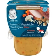(4 pack) (4 Pack) Gerber 3rd Foods Lil' Bits Autumn Vegetable & Turkey Dinner Baby Food, 5 oz. Tubs, 2 Count