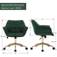 thumbnail image 3 of DUHOME Modern Home Office Chair Velvet Desk Chair with Gold Metal Base with Mid Back Cute Ergonomic Computer Desk Chair Task Chair with Arms, Wheels Adjustable Swivel 1PCS (Dark Green), 3 of 15