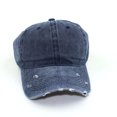 thumbnail image 1 of Vintage Distressed 100% Cotton Adjustable Solid Polo Denim Baseball Cap Hat Ball Dad Washed, 1 of 16