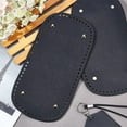 thumbnail image 5 of 2pcs Black Crochet Bag Bottom Base 11.8x5.9" PU Leather Oval Bag Shaper Cushion Pad with 4mm Holes Nails for Knitting Leather Bag Handbags Shoulder Bags DIY Accessories DIY, 5 of 7