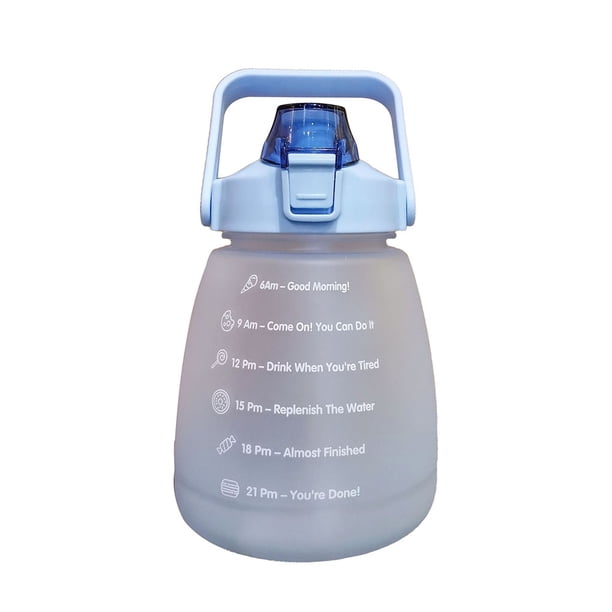 Eigraketly Botellas de agua con pajita para niños y adultos, senderismo, Picnic, deportes de ciclismo, tetera, bebida de plástico, taza de jugo Ropa Deportiva, Zapatos Azul