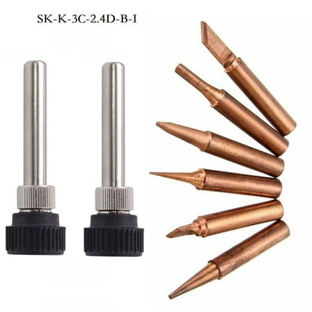 Copper Soldering Iron Tip & Handle Set with 6 Shapes for Soldering Stations Compatible with 936 937 938 Models