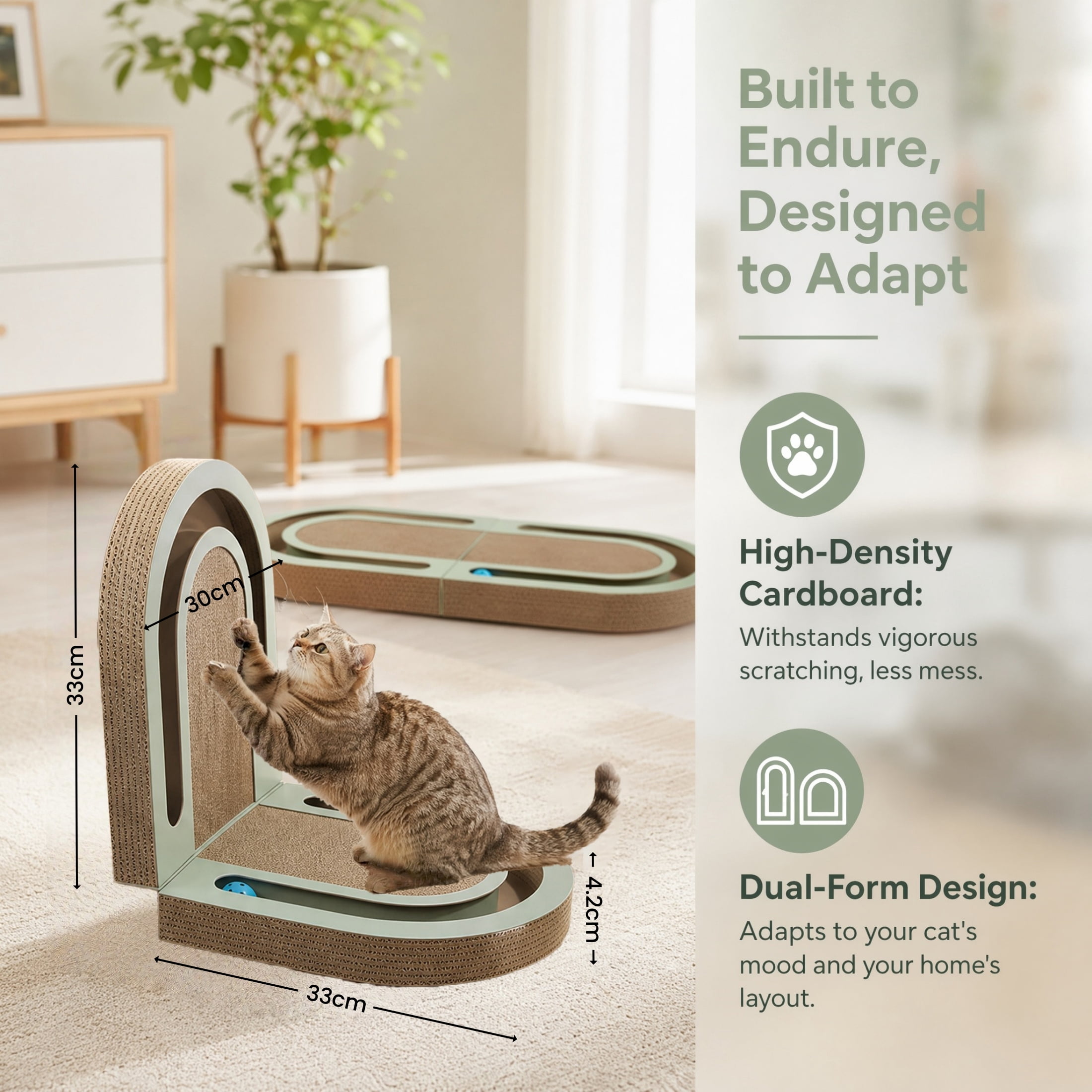 Cat Scratcher Cardboard Ball Track Toys, Interactive Toy Lounger House Scratching Lounge Bed Foldable Scratch Pad Nest for Kitty, Indoor Cats