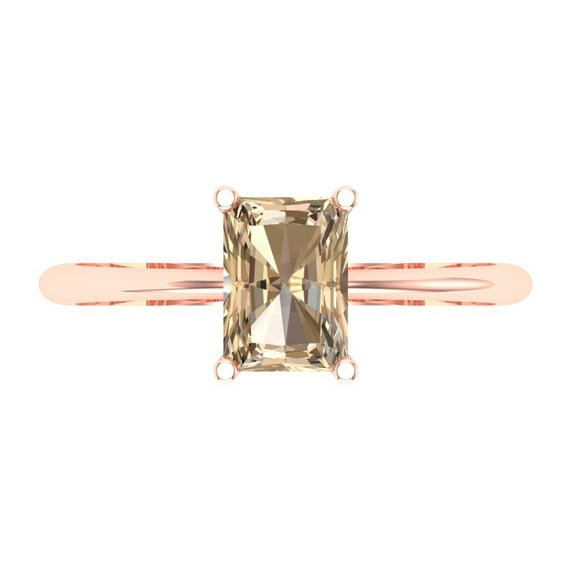 Clara Pucci 14K Rose Gold 1ct YellowMoissanite Solitaire Ring for Women