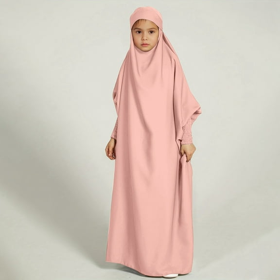 Fourth of July Dresses for Girls 14-16 Fancy Children Fashion Casual Large Swing Solid Color National Middle Hooded Bat Sleeve Dress
