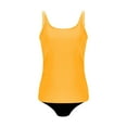 thumbnail image 4 of VEKDONE Tankini Swimsuit for Women Two Piece Sleeveless Scoop Neck Solid Color Tank Tops with Bottoms Casual Stretch Chest Pad Bathing Suit Athletic Set Yellow XXL, 4 of 5