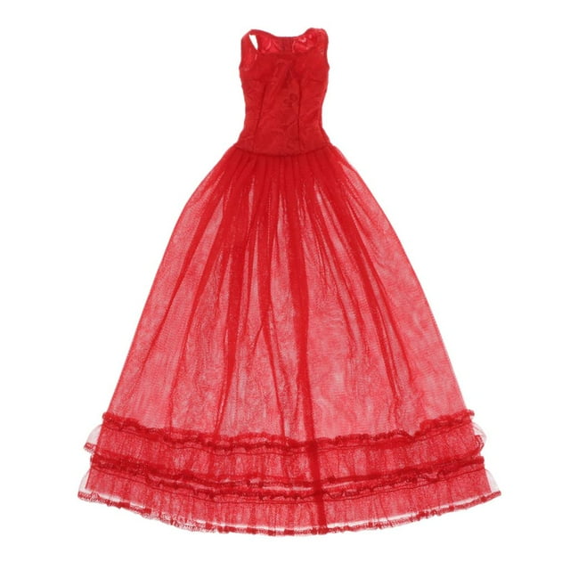 de muñeca de princesa tul de encaje de 1/3, para trajes de de muñeca BJD, Formal de muñeca de niñ rojo