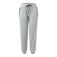 thumbnail image 4 of Fiaer Womens Sweatpants Baggy High Waisted Casual Trendy Oversized Solid Pants Side Trousers with Side Zipper Pocket Light Gray XXXXL, 4 of 6