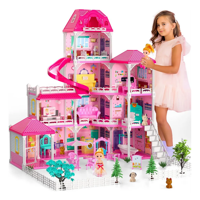 Casa De Ensueño Muebles Juguetes Niña Rosa,10 Habitaciones Xtellar rosa