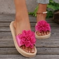 thumbnail image 4 of Quaouag Women's 3D Floral Applique Decor Open Toe Flip Flop Sandals Casual Outdoor Flat Slippers, 4 of 9