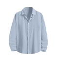 thumbnail image 2 of Mens Top Cotton Linen Long Sleeve Button Down Shirt, 2 of 8