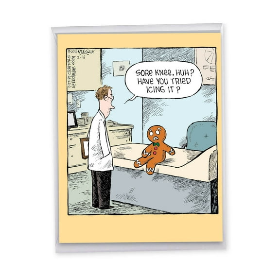 1 Jumbo Funny Get Well Soon Greeting Card (8.5 x 11 Inch) - Sore Gingerbread Man Feel Better J2609GWG-US
