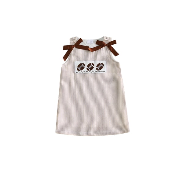 BemeyourBBs Toddler Baby Girls Football Outfit Baby Girl Fall Summer Tank Dress Overalls 12 18 24 Months 2 3 4 5 Years Sleeveless Rugby Embroidery A-line Striped Dress