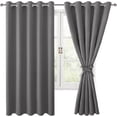 thumbnail image 2 of Hiasan Blackout Curtains for Bedroom, 60 x 63 Inches Length - Thermal Insulated & Light Blocking Window Curtains for Living Room, 2 Drape Panels Sewn with Tiebacks, Light Grey, 2 of 12