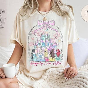 Disney Princess Happily Ever After Shirt, Princess Castle Bow Shirt, Princess Trip Shirt, Princess Birthday, Aurora Ariel Belle Cinderella