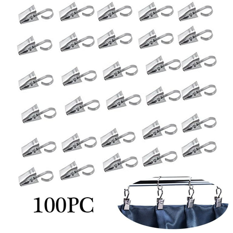 Wiueurtly Drop Ceiling Hooks for Hanging Curtains 100PC Metal
