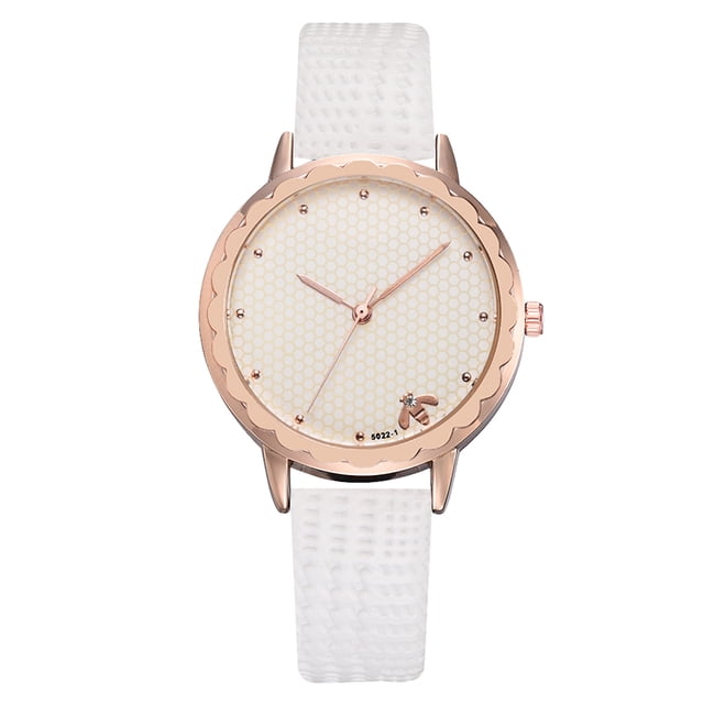 Nuevo reloj de pulsera unisex con correa de PU a la moda para hombre y mujer, reloj de regalo (blanco)