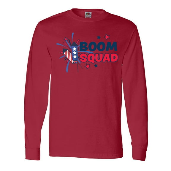 Inktastic 4th of July Boom Squad Blue and Red Fireworks Long Sleeve T-Shirt