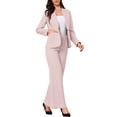 thumbnail image 4 of INSPIRE CHIC Business Suit for Women's 2 Piece Collarless Matching Set Work Outfit Blazer and Pants Sets L Pink Beige, 4 of 6