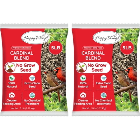 Cardinal Blend Bird Food, Mix of Sunflower Hearts/Kernels and Safflower Seed, 5 Pounds(Pack of 2) | No Grow Seed | BirdSeed for Wild Birds