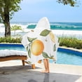 thumbnail image 3 of Yayeee Kids Hooded Towels Toddler Soft Absorbent Beach Bathing Wrap 50" x 23.5", White Watercolor Oranges, 3 of 5