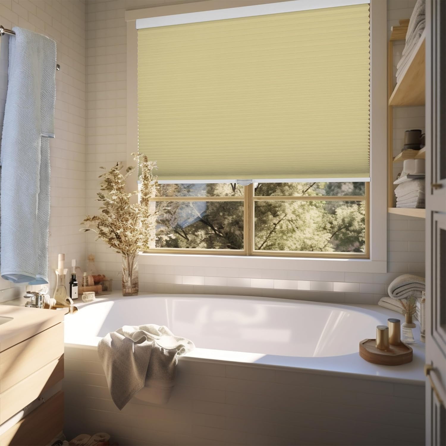 Chicology Cream Cordless Blackout Cellular Shades 34.25 in. W x 48 in. L