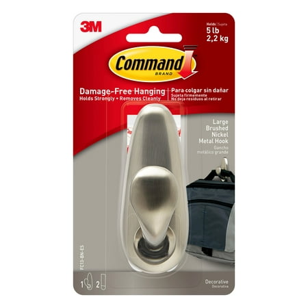 

Command Forever Classic Large Metal Hooks Brushed Nickel Damage Free Decorating 1 Hook