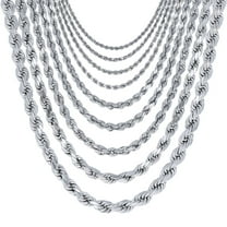 Nuragold 10K White Gold Solid Rope Diamond Cut Chain Necklace 16"-30" (1.5mm-6mm) Made in Italy (Mens Womens Unisex Jewelry