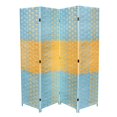 thumbnail image 2 of 70.75" Tall 4-Panel Screen / Room Divider with Paper Straw Weave design, Blue and Natural, 2 of 2