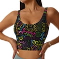 thumbnail image 3 of Goofa Color Summer Printed Sports Bras for Women, High Impact Running Bra Workout Crop Tank Tops Longline Sports Bra Push up-Small, 3 of 9