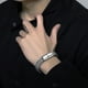 thumbnail image 5 of Pulsera punk simple y dominante de hip-hop para hombres de acero de titanio de doble capa gruesa de hip-hop, 5 of 5