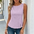 thumbnail image 6 of VBVC Women's Cotton Linen Crew Neck Tank Tops , Ladies' Loose Fit Casual Summer Basic Blouses , Soft Lightweight Sleeveless Tees For Women,Purple,S-2XL, 6 of 9