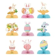 9 Pieces Easter Honeycomb Decorations Easter Bunny Egg Centerpieces Table Decor