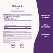 Natrol Melatonin 5 mg Time Release, Nighttime Sleep Aid, 100 Tablets