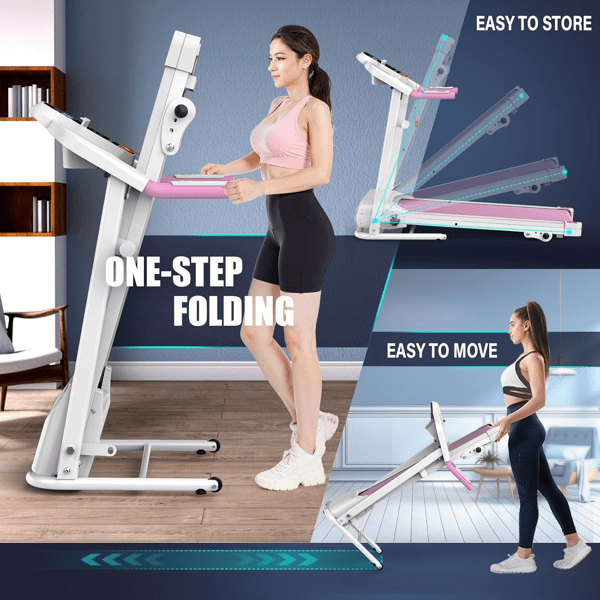 Ambifirner Quiet Foldable Treadmill - 2.5HP Brushless Motor, 3-Level Incline, Space Saving for Small Homes
