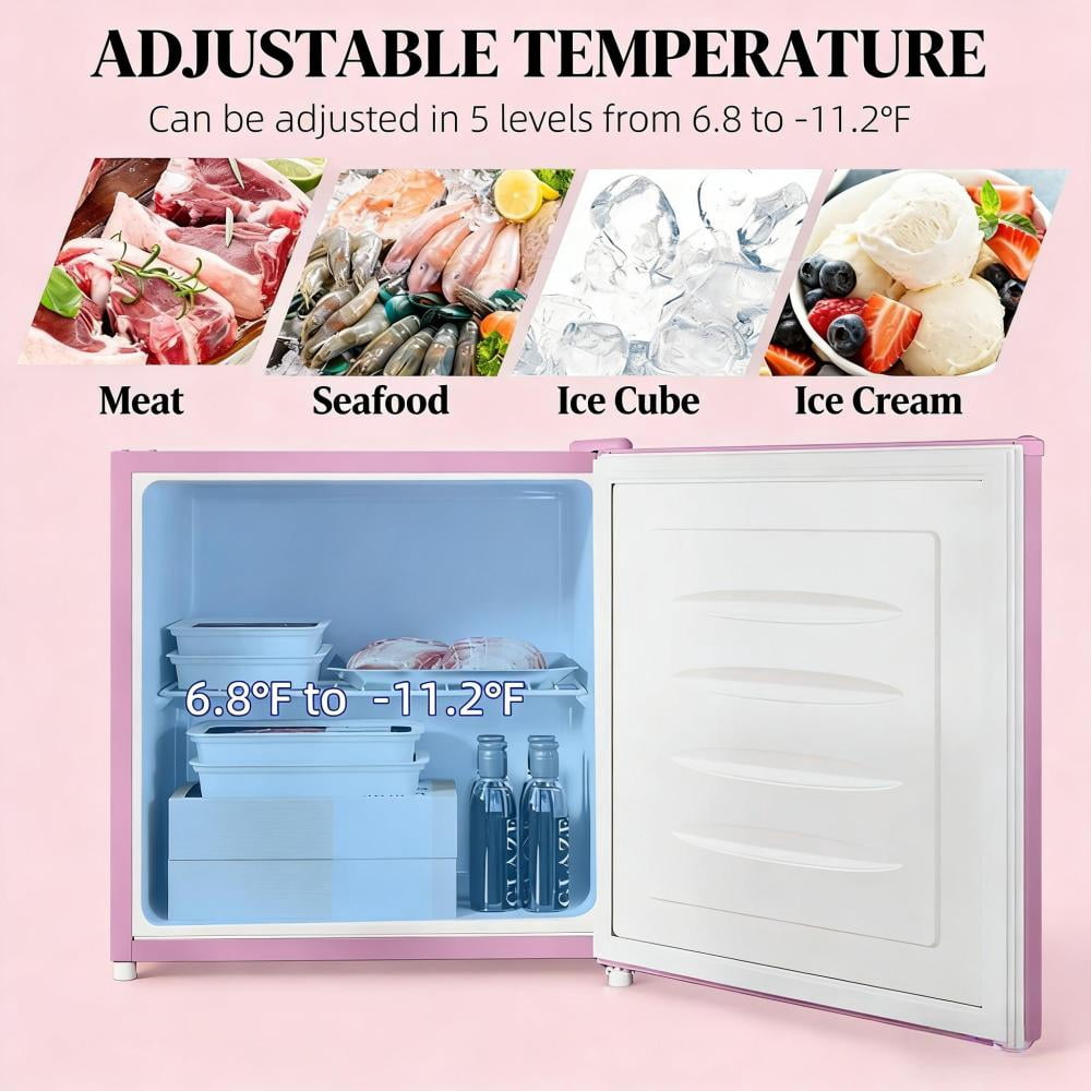 1.1 Cu.Ft Small Upright Freezer, Compact Corner Freezer with 5-Level Adjustable Thermostat, Reversible Door & Removable Shelf, Mini Freezer for Apartment Dorm Office, Silver