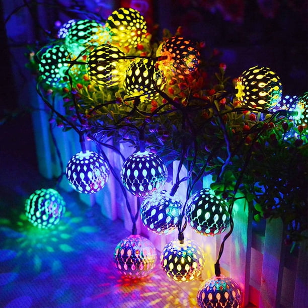 Ganfancp Navidad Led Marroquí Hueco Bola de Metal Led String Lights Pilas para La Decoración de La Boda Del Partido Liquidación 1X Cuerda de Luces