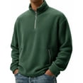 thumbnail image 2 of ASDFVBKG Men's Warm Fuzzy Fleece Pullover Quarter Zip Polar Fleece Stand Collar Lightweight Long Sleeve Pullover Outerwear Warm Fall Winter Solid Outfits Dark Green M, 2 of 6